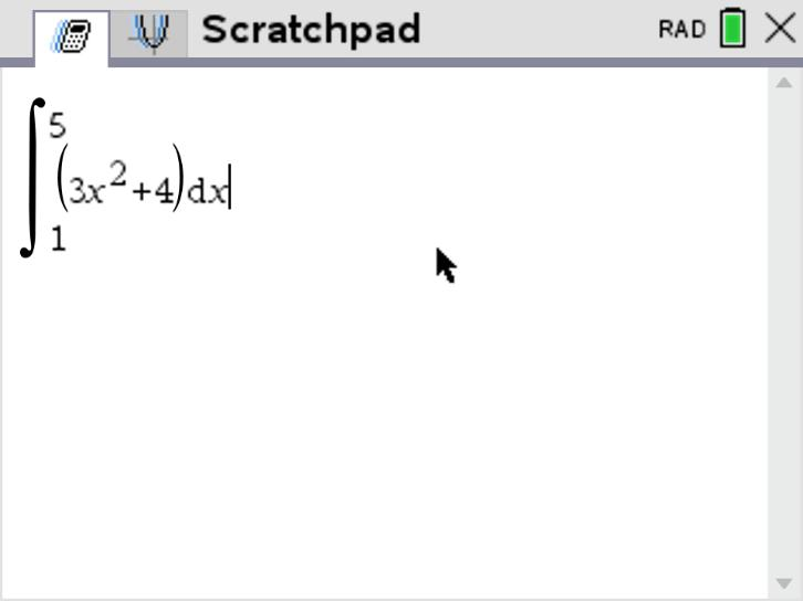 TI-Nspire definite integral entered
