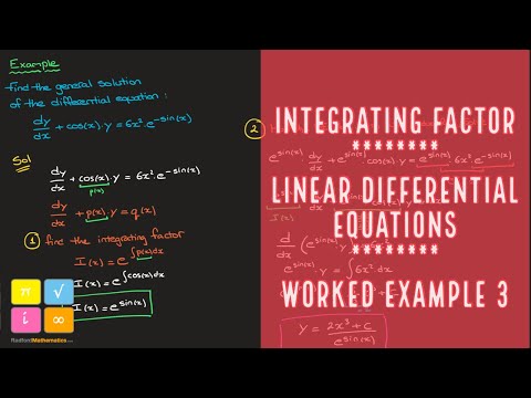 Linear Differential Equations  | Integrating Factor | Example 3 — YouTube thumbnail