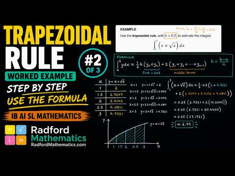 Trapezoidal Rule Step by Step | Complete IB Maths AI SL Worked Example — YouTube thumbnail
