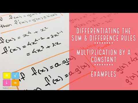 Sum and Difference Rule, Multiplication by a Constant Rule for Differentiating Functions - Examples — YouTube thumbnail